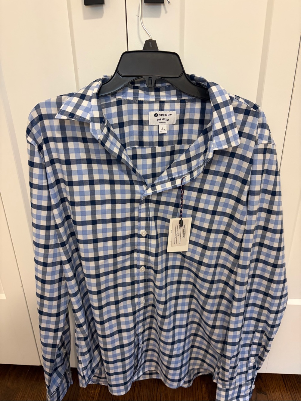 Sperry Blue and White Check Button-Down Shirt